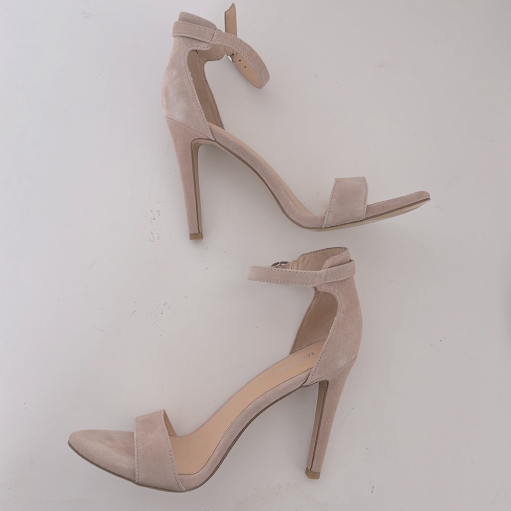 Michael Kors Heels 10 Samantha Nude Suede Ankle Strap Quiet Luxury Romantic Glam - Picture 8 of 13